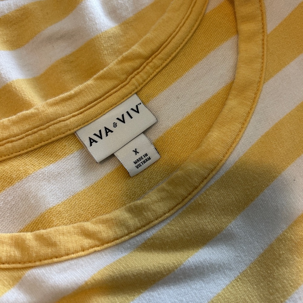 Ava & Viv Yellow and White Striped Top